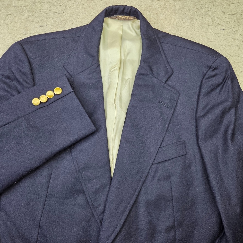 Paul Stuart Stuart Mens Navy Blue Wool Blazer Sport Coat 40 Reg Gold Buttons